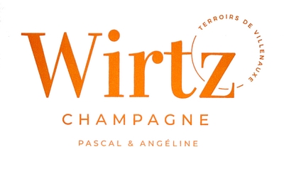 Wirtz Champagne Flaschenetikett in Orange - Vorderansicht