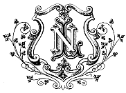 Verziertes Monogramm N in Schwarz - Vorderansicht