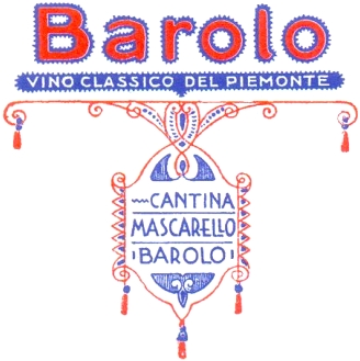 Cantina Mascarello Barolo Etikett in Blau Rot - Vorderansicht
