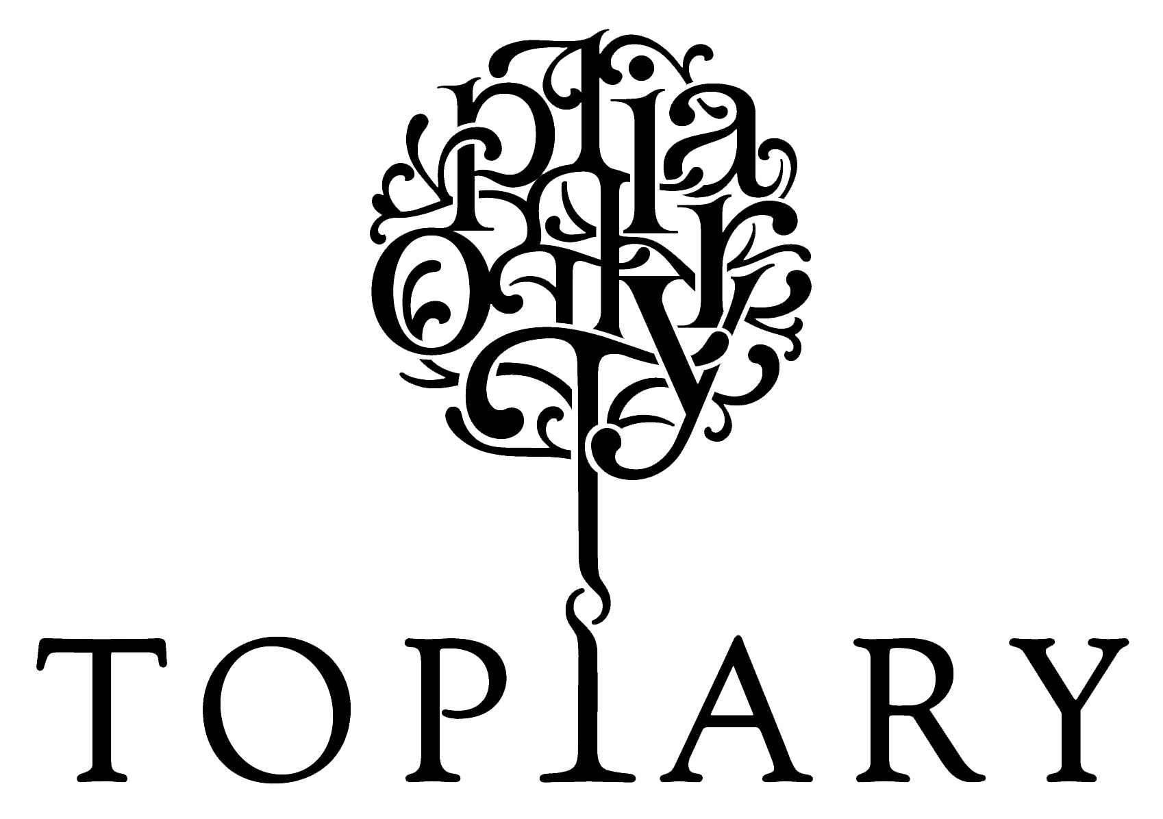 Topiary Logodesign in Schwarz - Vorderansicht