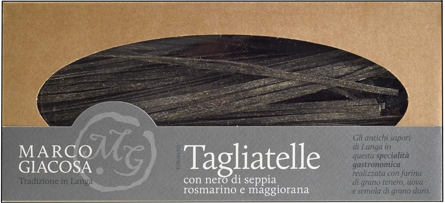 Tagliatelle mit Sepia, Rosmarin, Majoran, 250 g