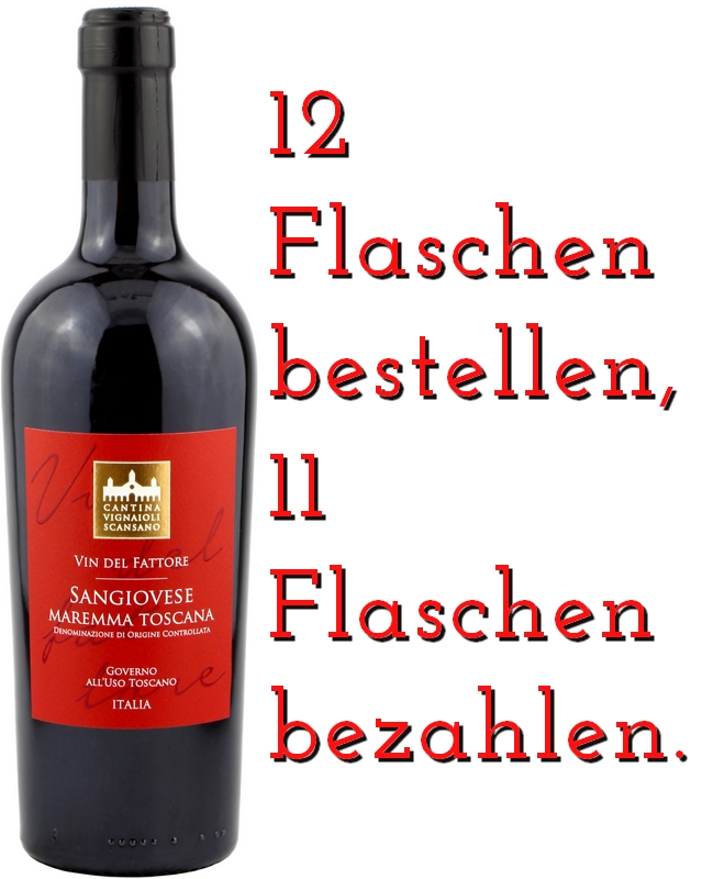 11 kaufen + 1 gratis: 2025 Sangiovese Toscana DOC Vin del Fattore Governo All'Uso Toscano