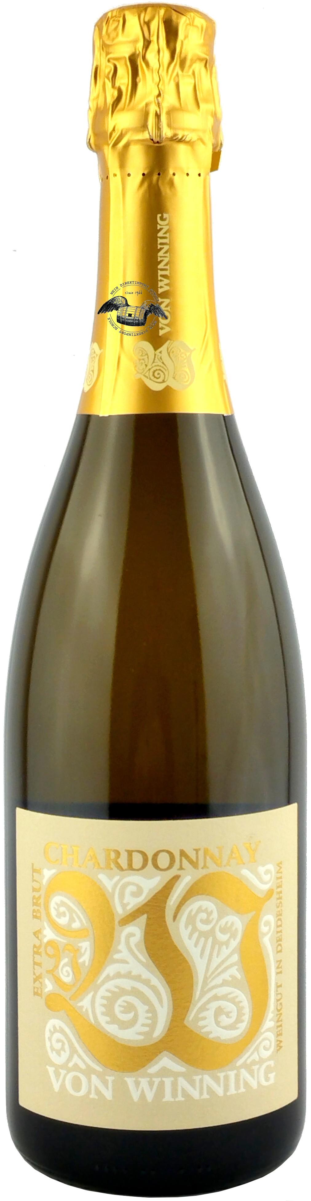 Chardonnay Extra Brut von Winning goldene Flasche Vorderansicht - Artikelnummer 10017242