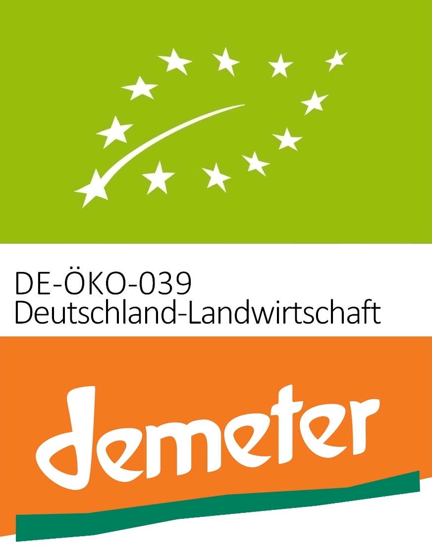 Bio-Siegel DE-ÖKO-039 und Demeter-Logo