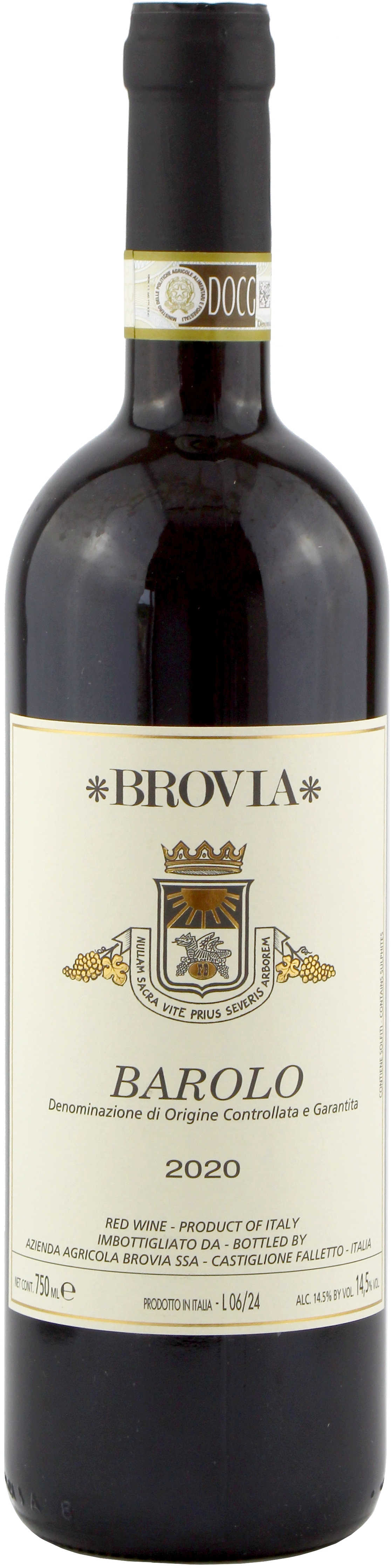 2020 Barolo DOCG Rotwein Flasche von Brovia - Vorderansicht