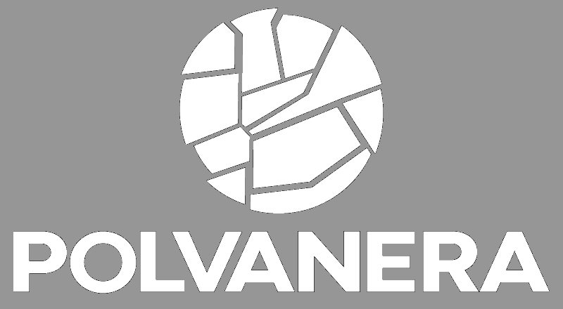 Polvanera Logo in Weiß - Vorderansicht
