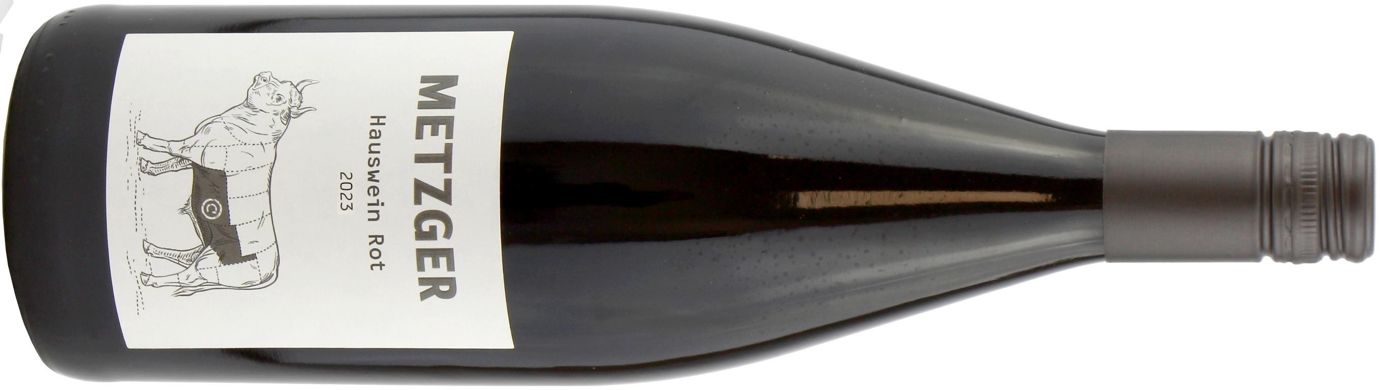 2023 Hauswein Rot Literflasche von Weingut Uli Metzger in Schwarz - Vorderansicht