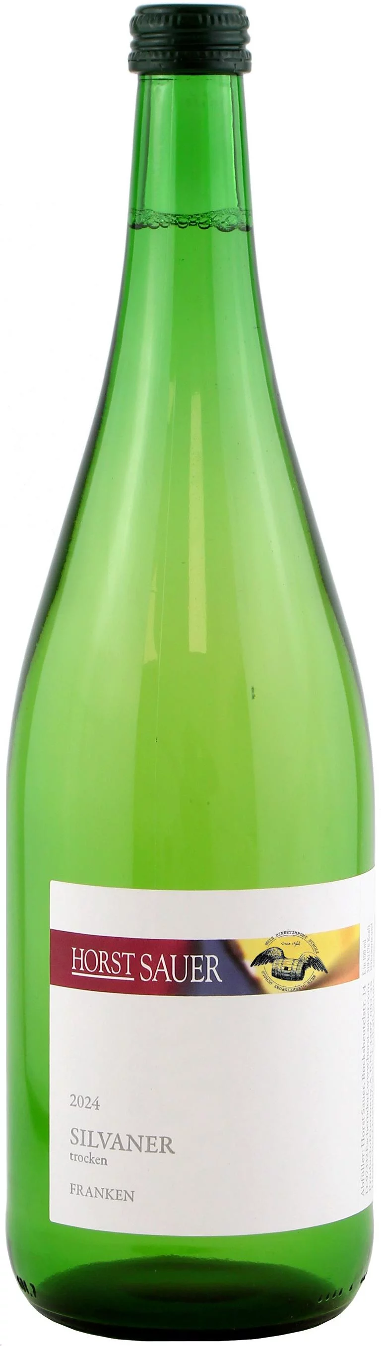2024 Franken Silvaner trocken 1 Liter in Grün - Vorderansicht