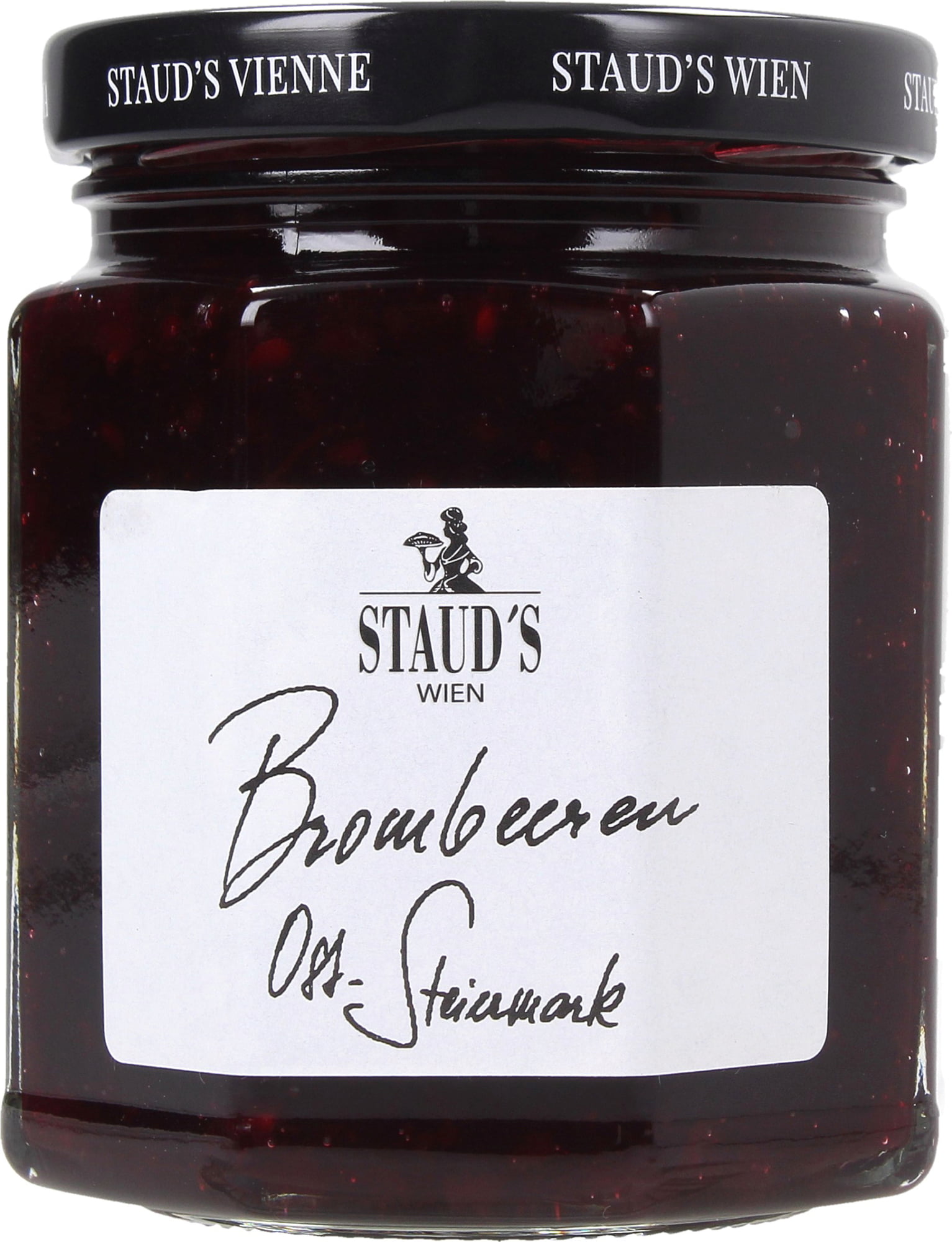 Staud's Wien Brombeerkonfitüre 250 g in Dunkelrot - Vorderansicht