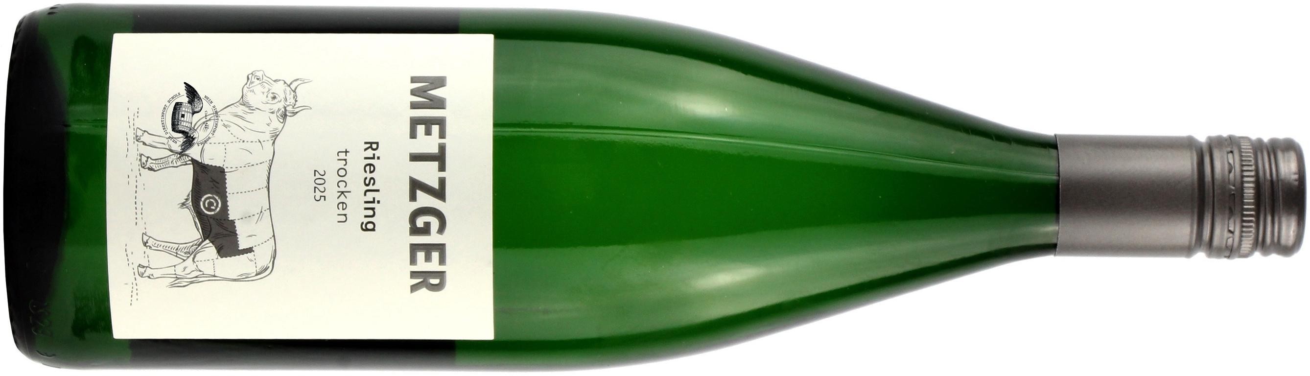 2025 Riesling trocken -C- Liter von Weingut Uli Metzger in Grün - Vorderansicht