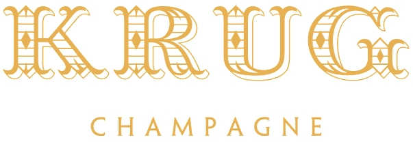 Krug Champagne Logo in Gold Vorderansicht