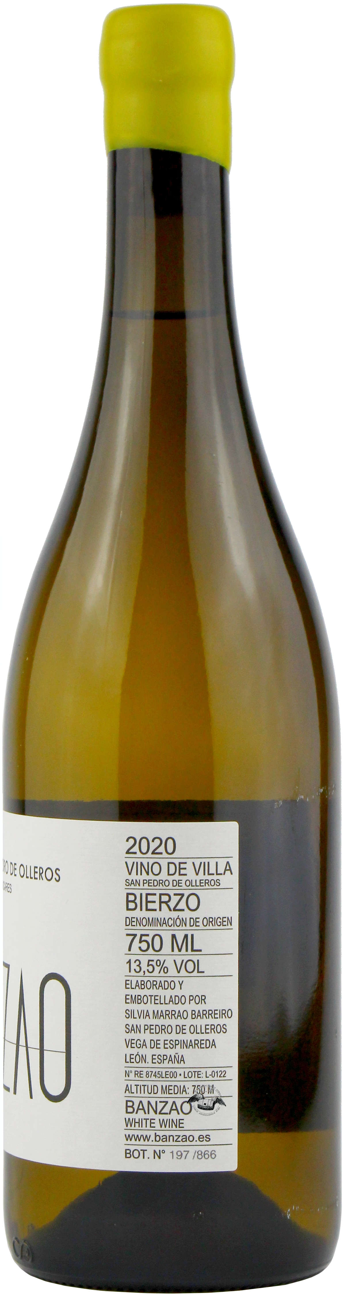 2020 Godello Vino de Villa Weißwein Flasche Rückansicht