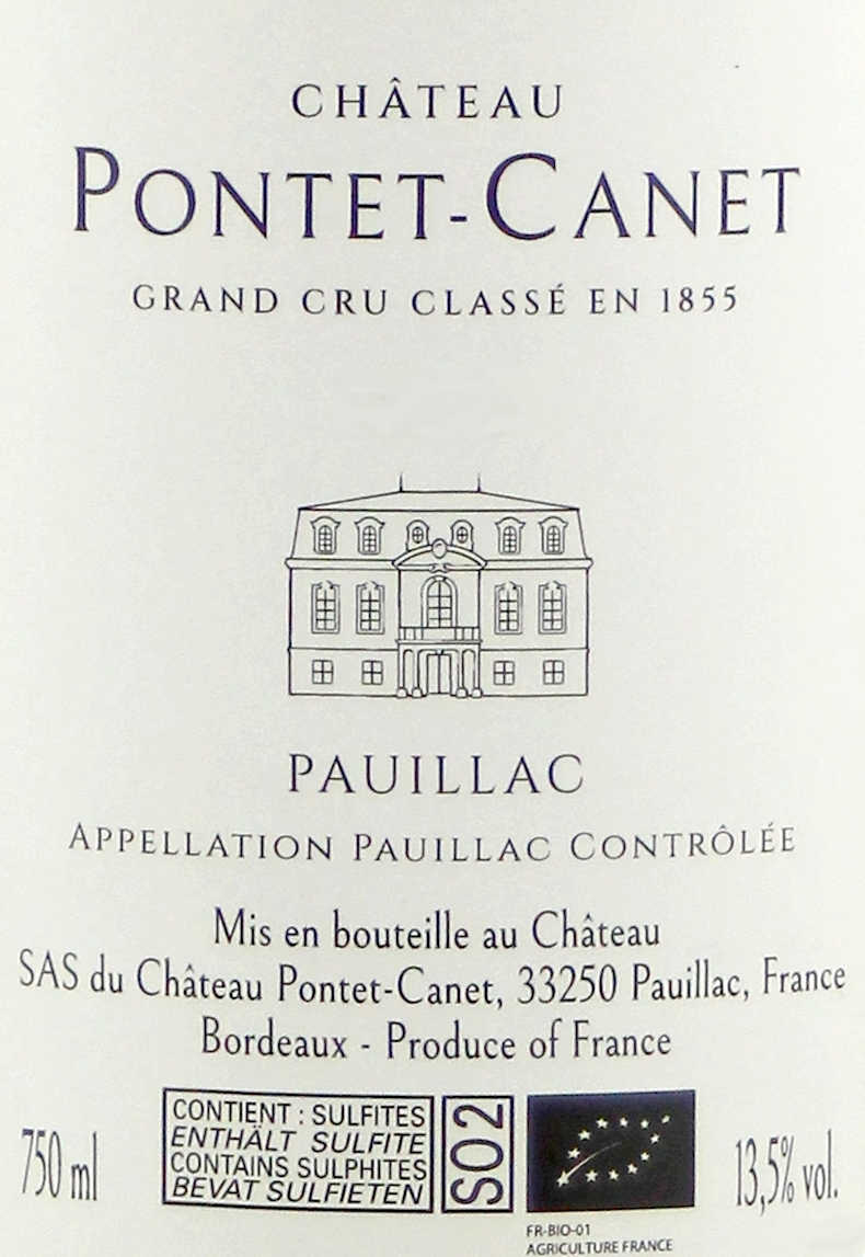 2018 Château Pontet Canet Weinflasche Etikett - Detailansicht
