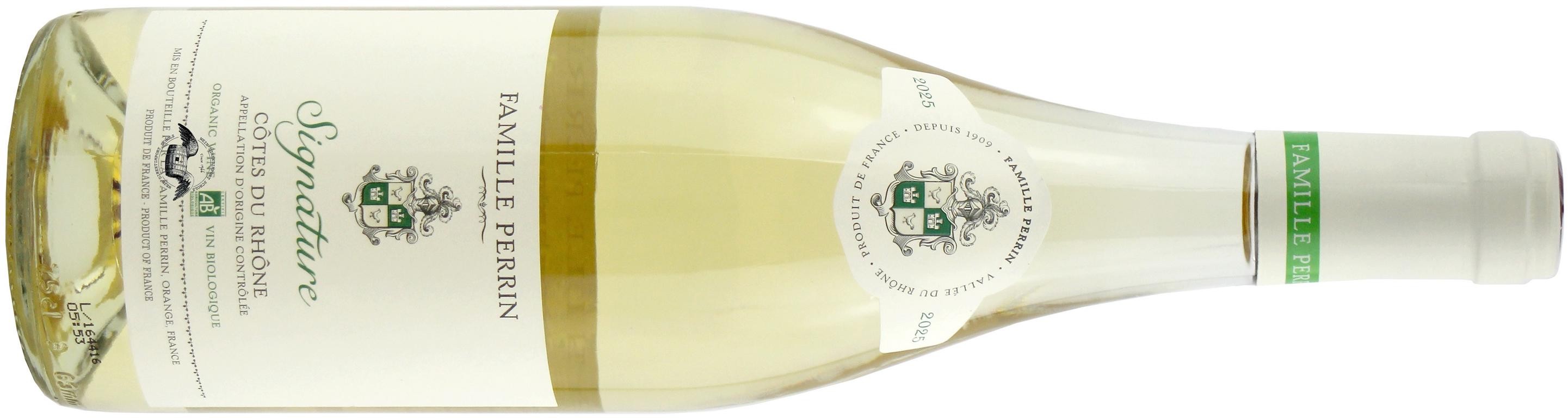 2025 Côtes du Rhône Blanc 'Signature' Biowein Flasche - Vorderansicht