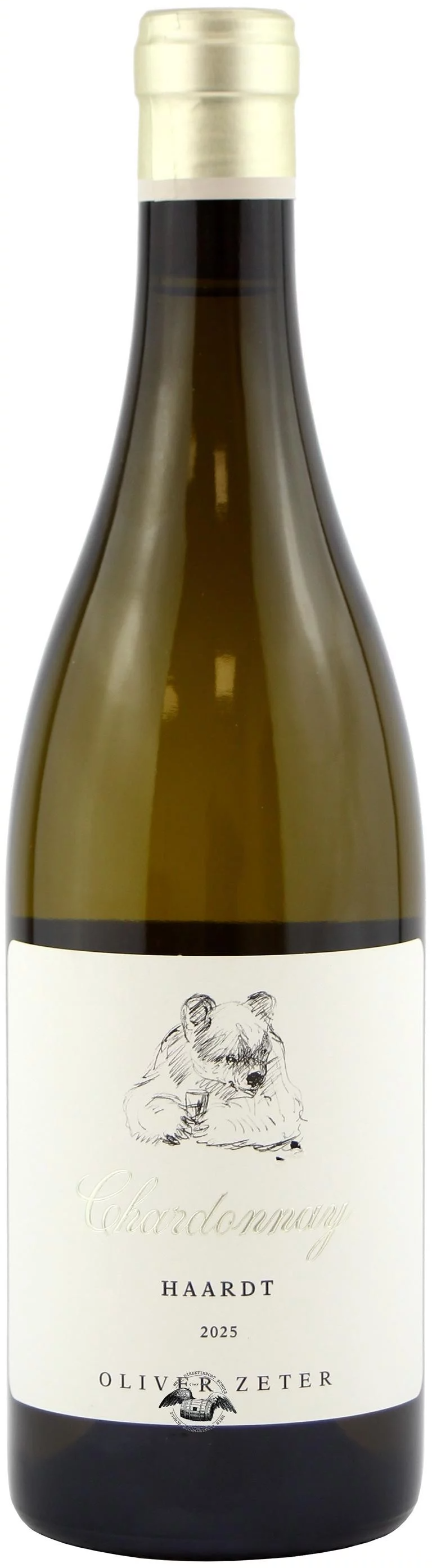 2025 Chardonnay Haardt Weißwein Flasche von Oliver Zeter - Vorderansicht