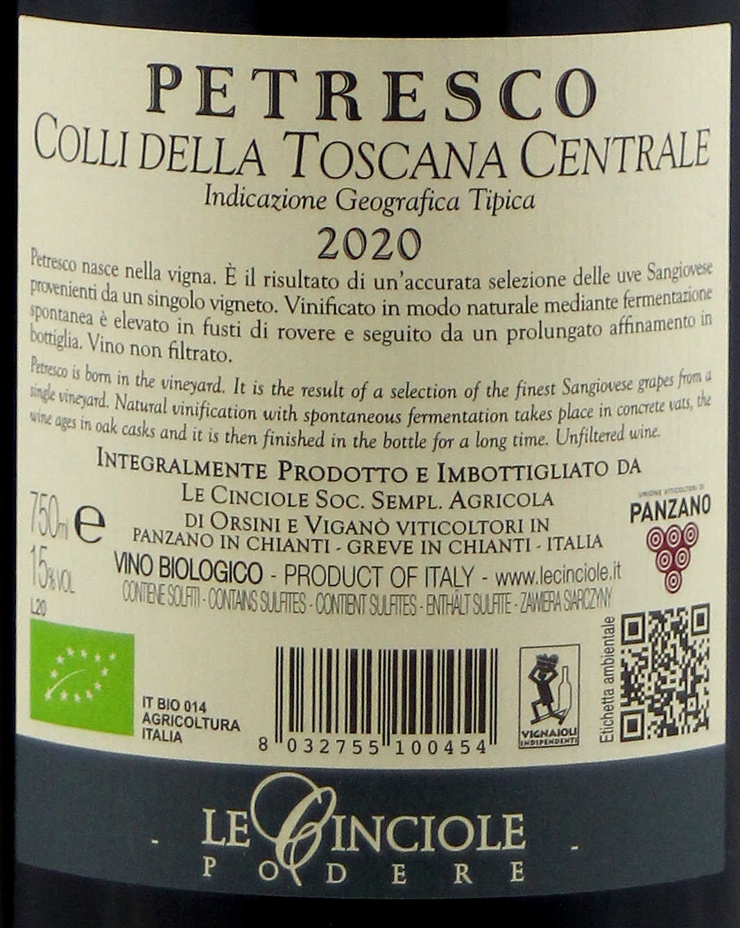 2020 Petresco IGT Toscana Rotwein Etikett - Detailansicht