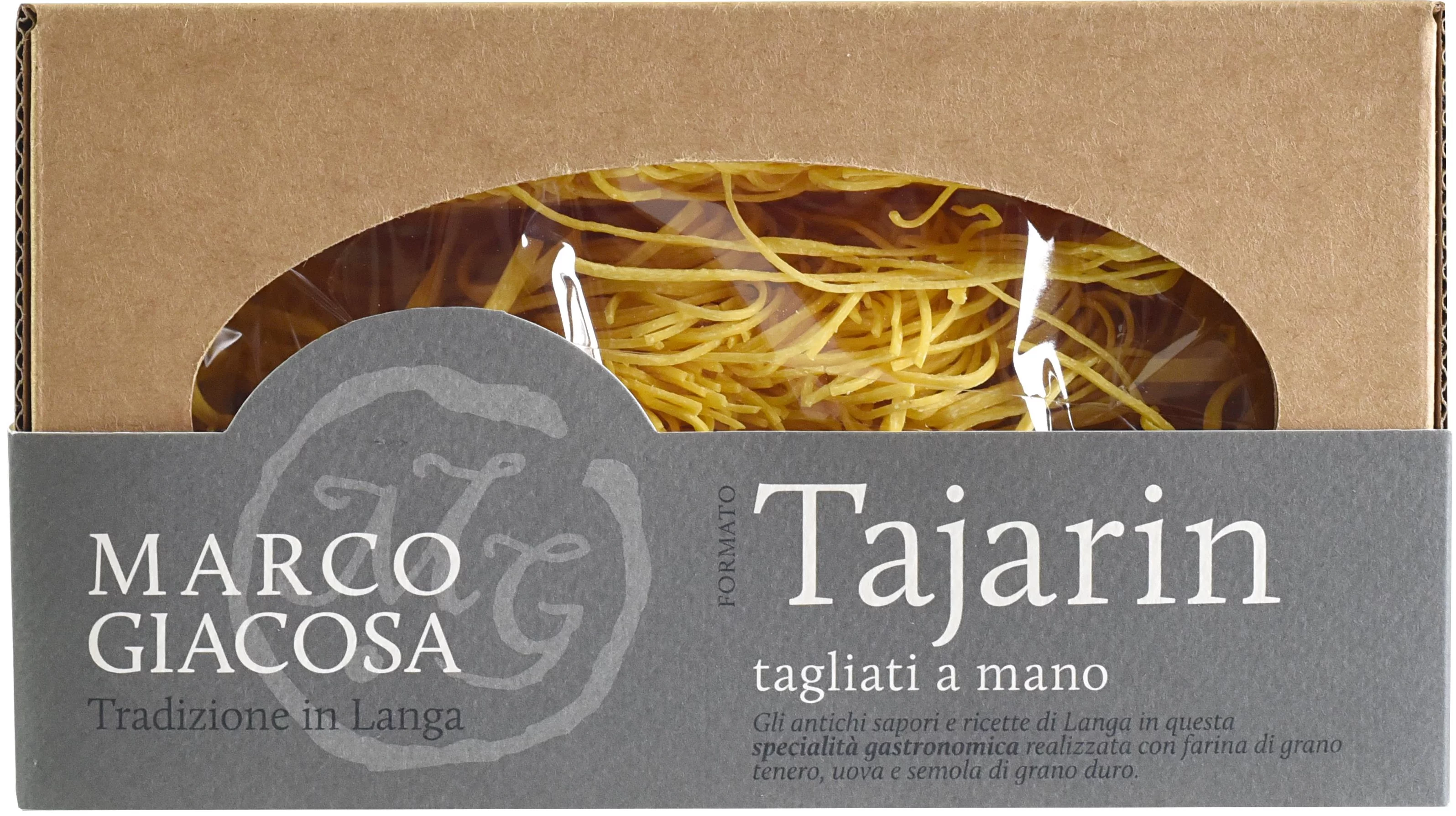 Tajarin, handgeschnitten 250 g von Marco Giacosa in Goldgelb - Vorderansicht Artikelnummer 10012120