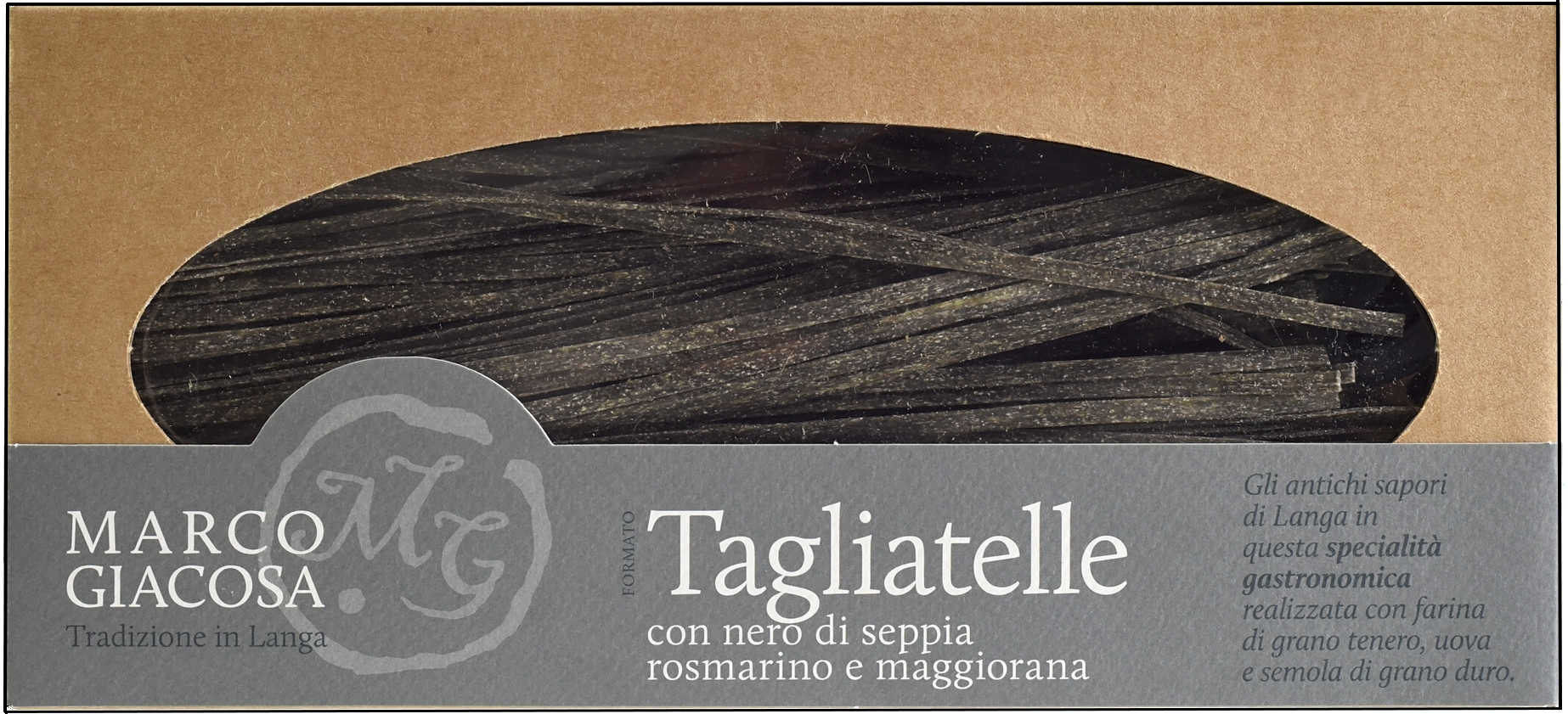 Tagliatelle mit Sepia, Rosmarin, Majoran, 250 g