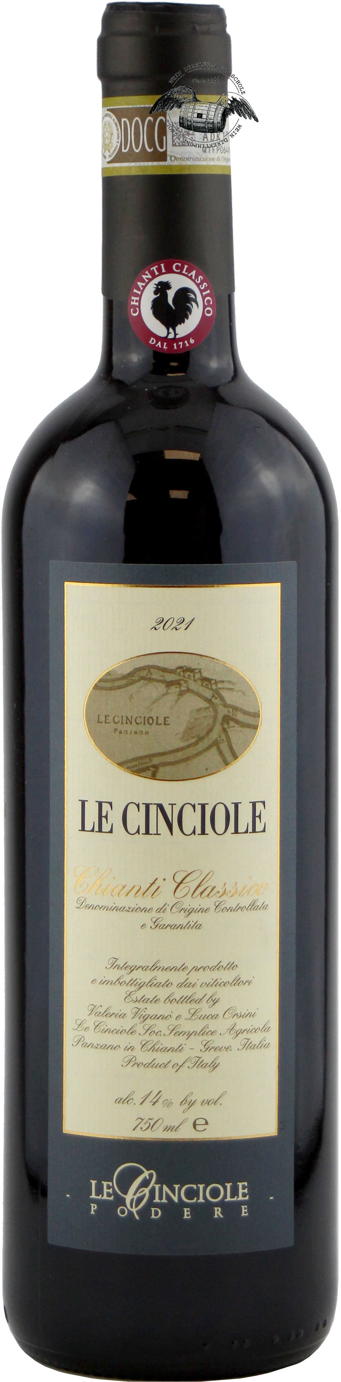 2021 Chianti Classico DOCG Rotwein von Le Cinciole - Vorderansicht