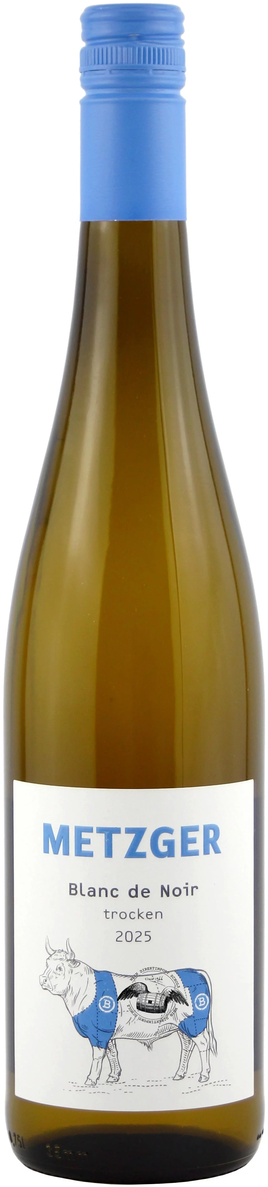 2025 Blanc de Noir trocken -B- Weinflasche in Braun - Vorderansicht